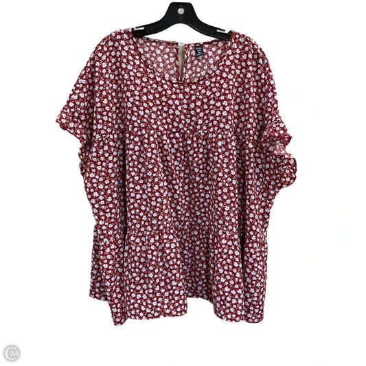 Top Short Sleeve By Shein In Red, Size: 3x