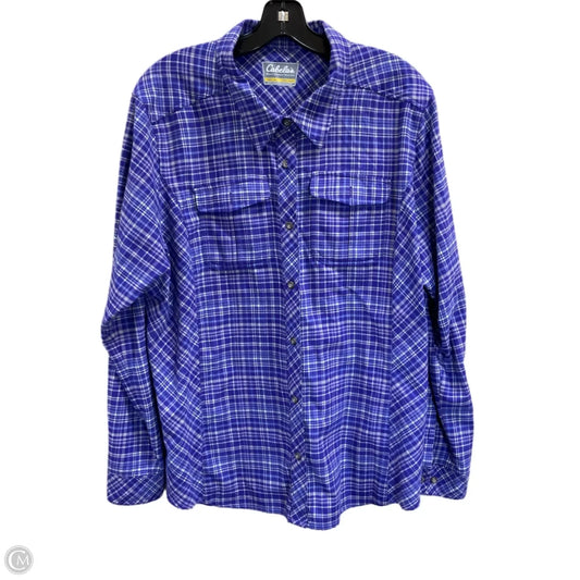 Blouse Long Sleeve By Cabelas In Purple, Size: 2x