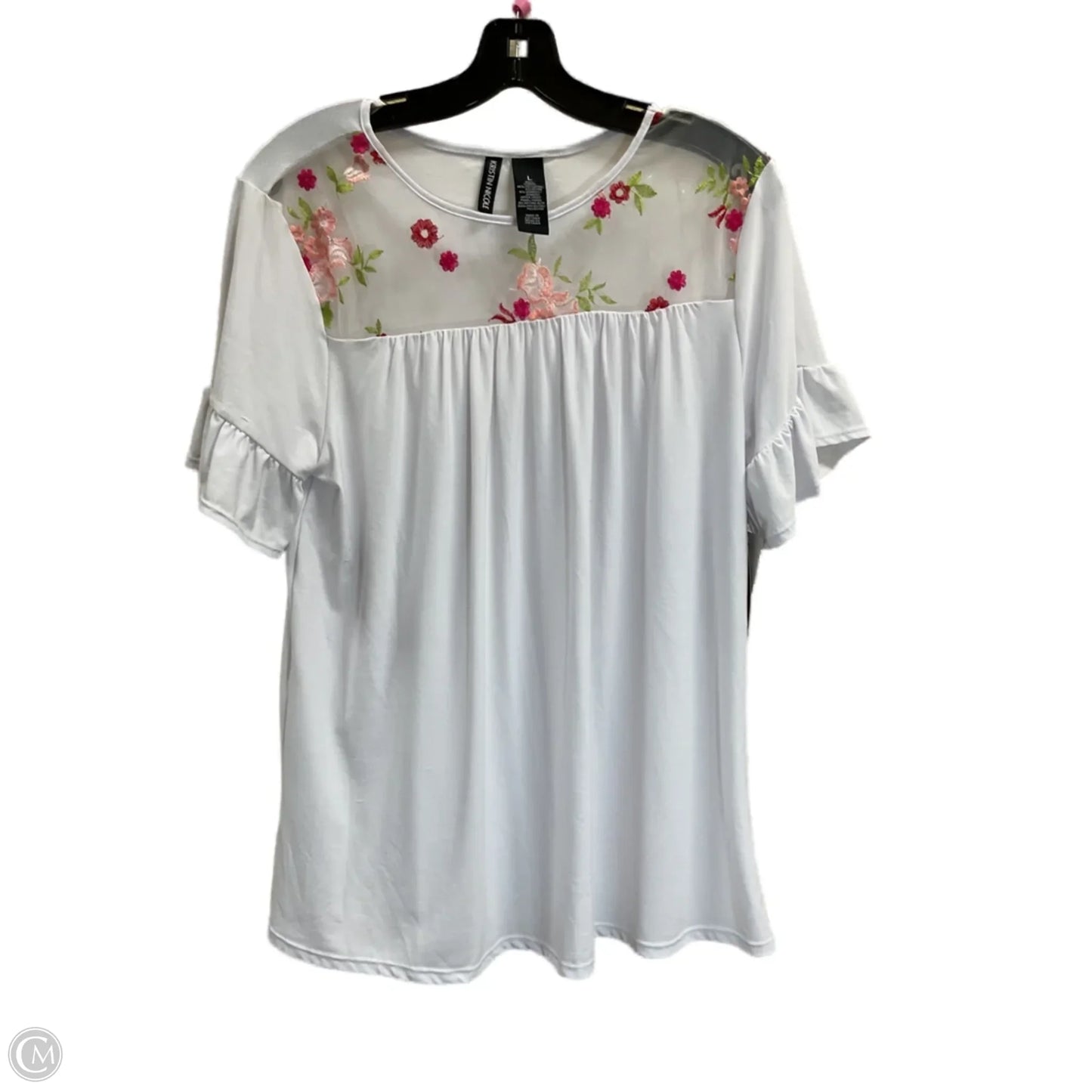 Top Short Sleeve By Clothes Mentor In White, Size: L
