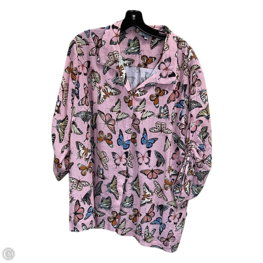 Blouse 3/4 Sleeve By John Mark In Pink, Size: 1x