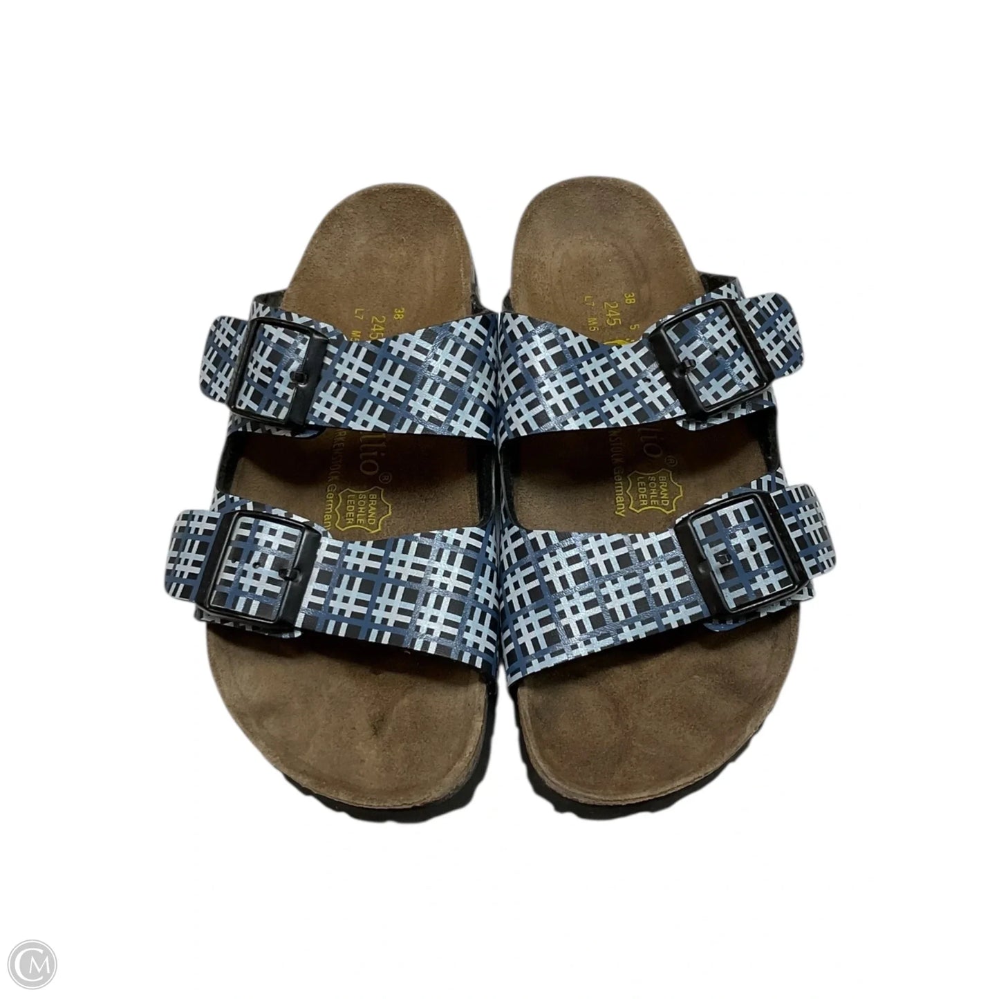 Sandals Flats By Birkenstock In Black & Blue, Size: 7.5