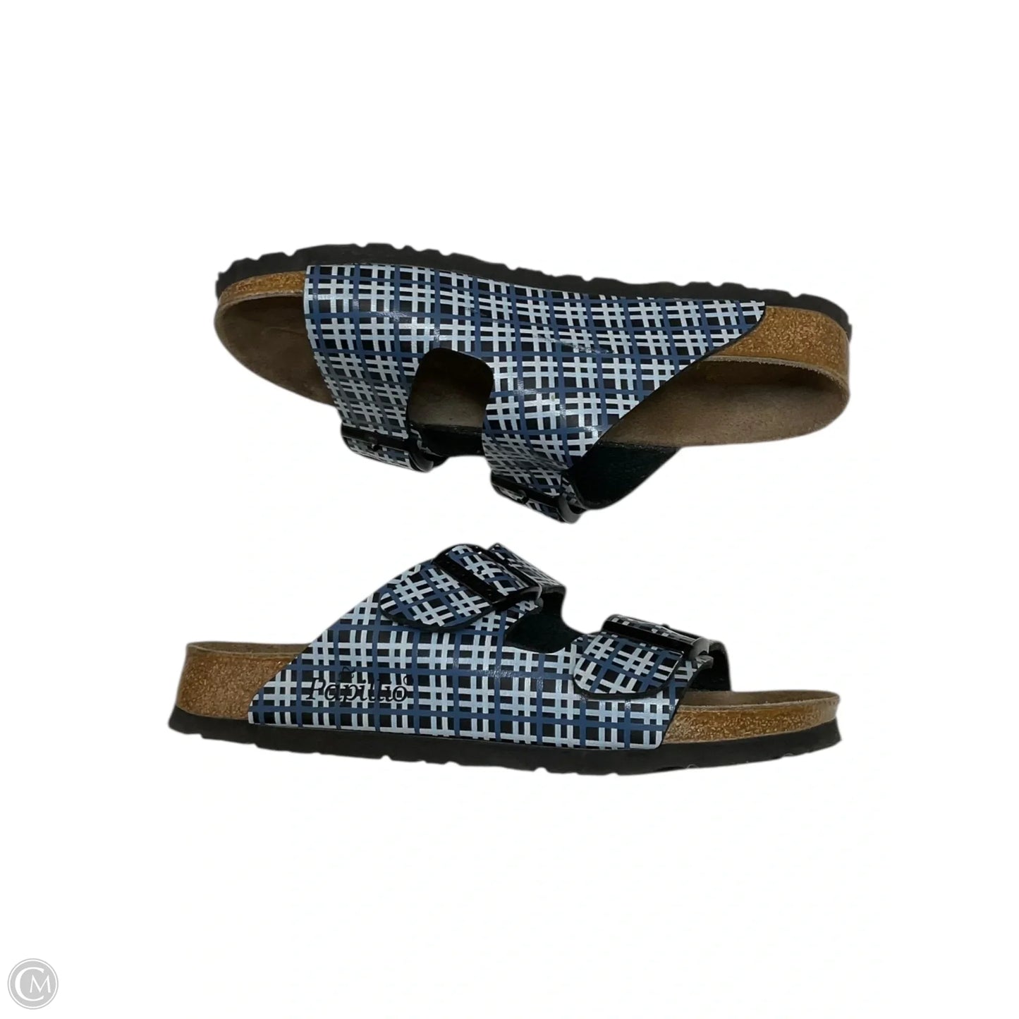 Sandals Flats By Birkenstock In Black & Blue, Size: 7.5