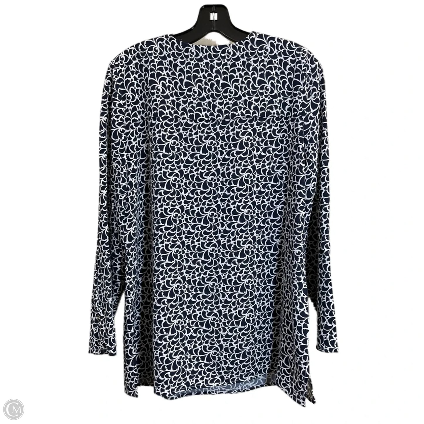 Top Long Sleeve By Chicos In Blue & White, Size: M