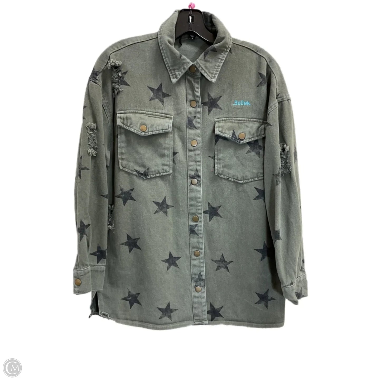 Jacket Shirt By Clothes Mentor In Green, Size: S