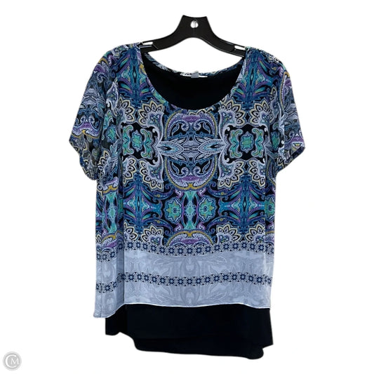 Top Short Sleeve By Dana Buchman In Blue, Size: L