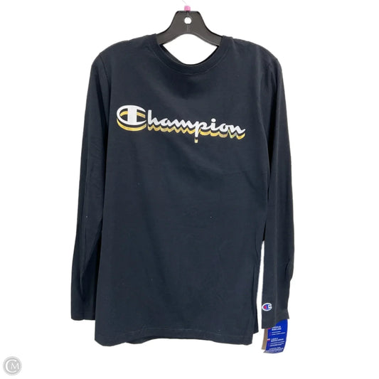 Athletic Top Long Sleeve Crewneck By Champion In Black, Size: 1x