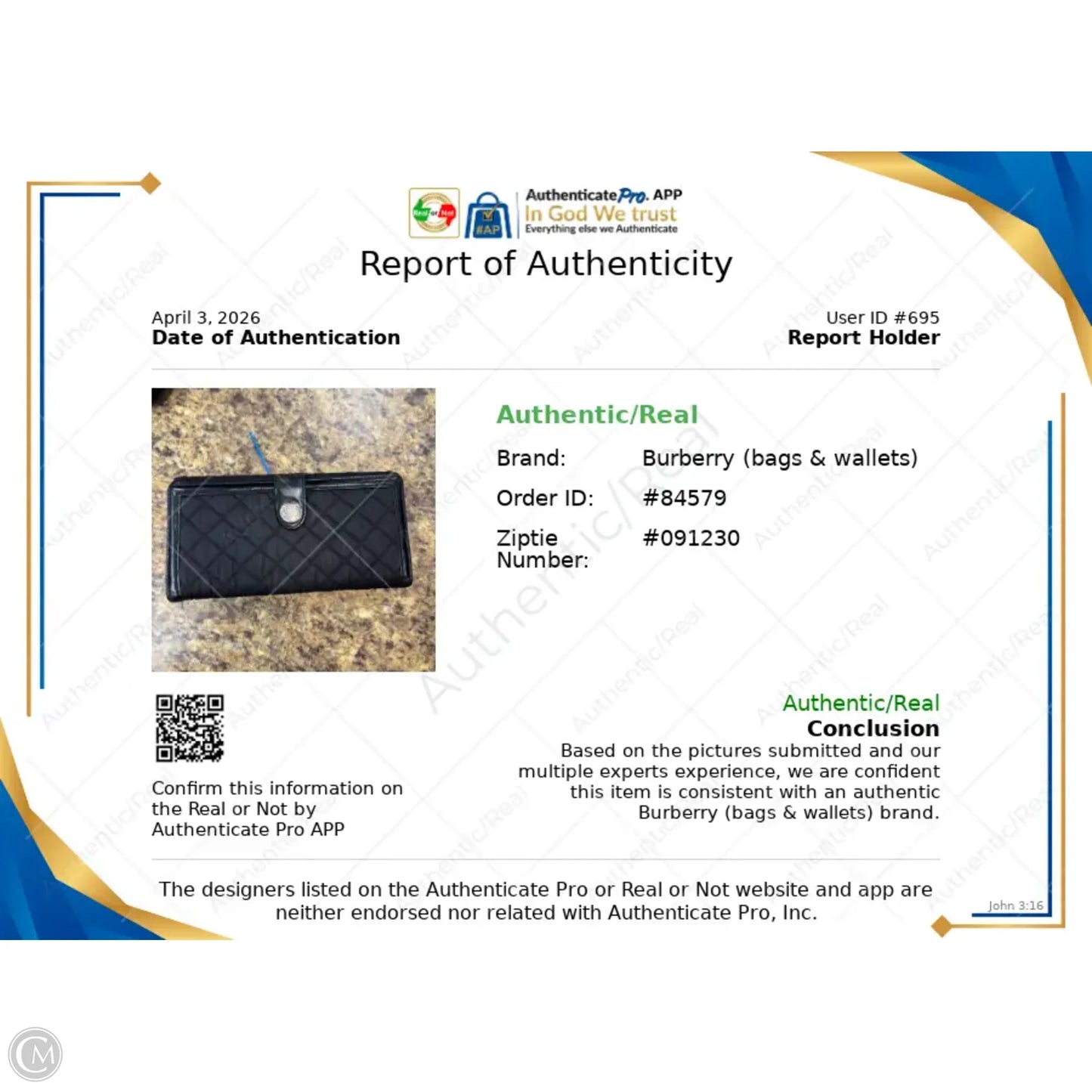 Wallet Luxury Designer By Burberry, Size: Small