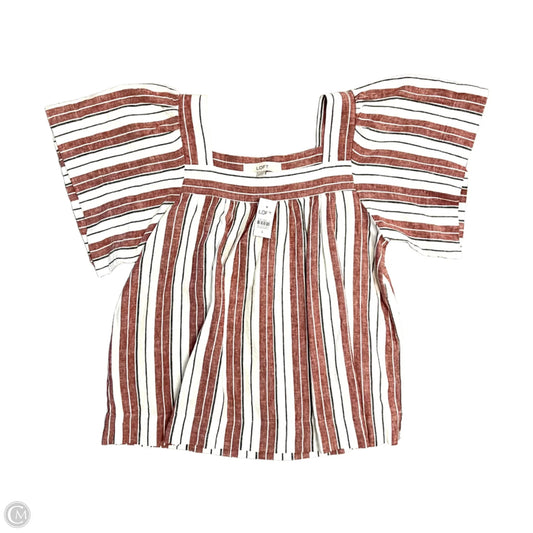 Top Short Sleeve By Loft In Red & White, Size: S