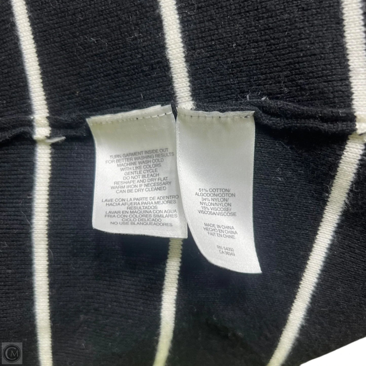 Sweater Cardigan By Anne Klein In Black & White, Size: M