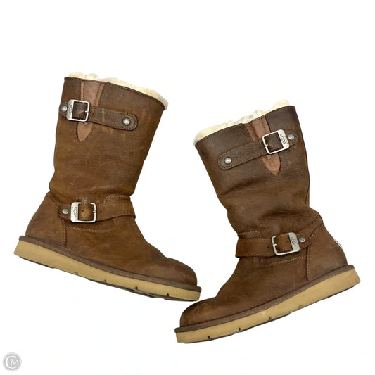 Boots Designer By Ugg In Brown, Size: 6