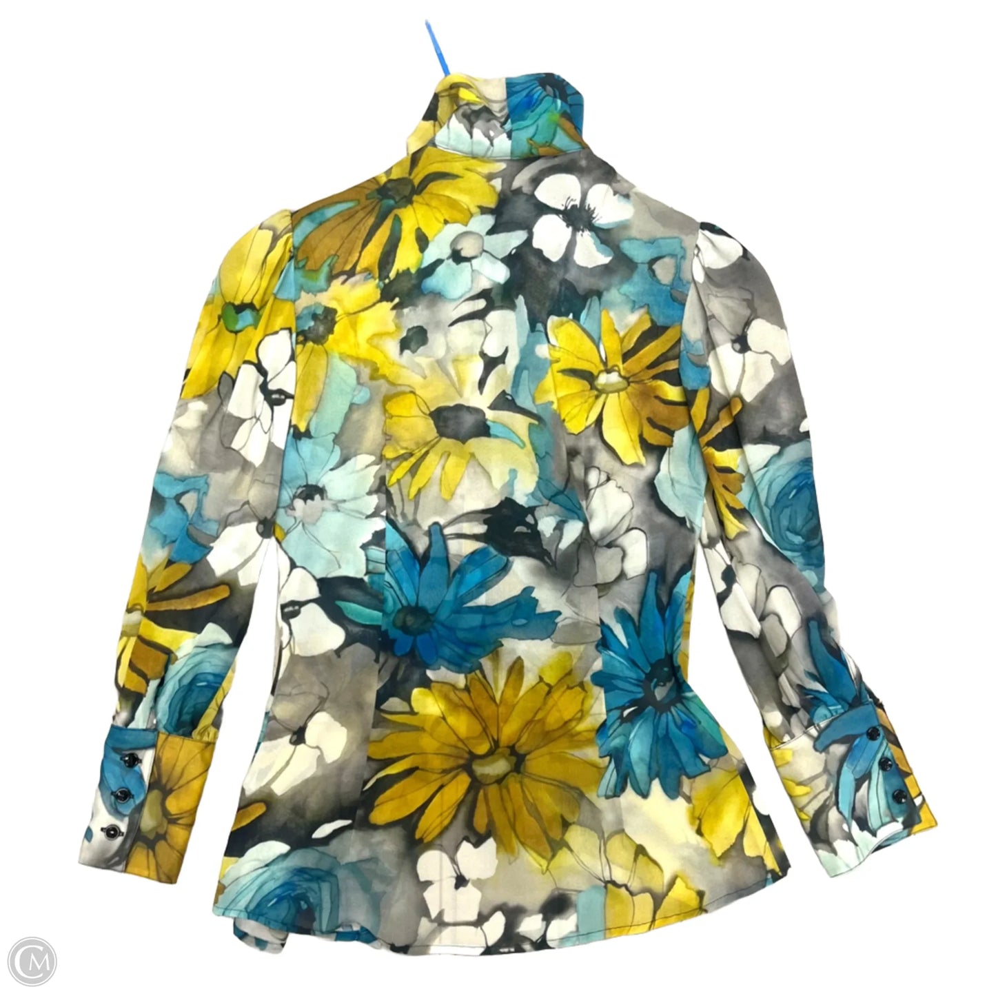 Top Long Sleeve Luxury Designer By Dolce And Gabbana In Blue & Yellow, Size: Xs