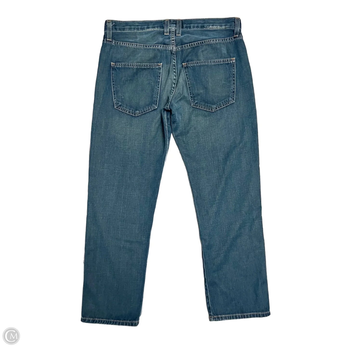 Jeans Straight By Current Elliott In Blue Denim, Size: 2