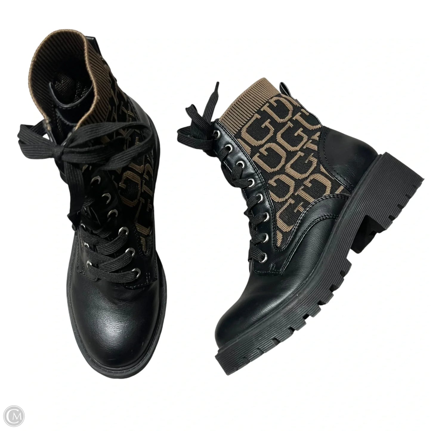 Boots Combat By Guess In Black & Tan, Size: 6