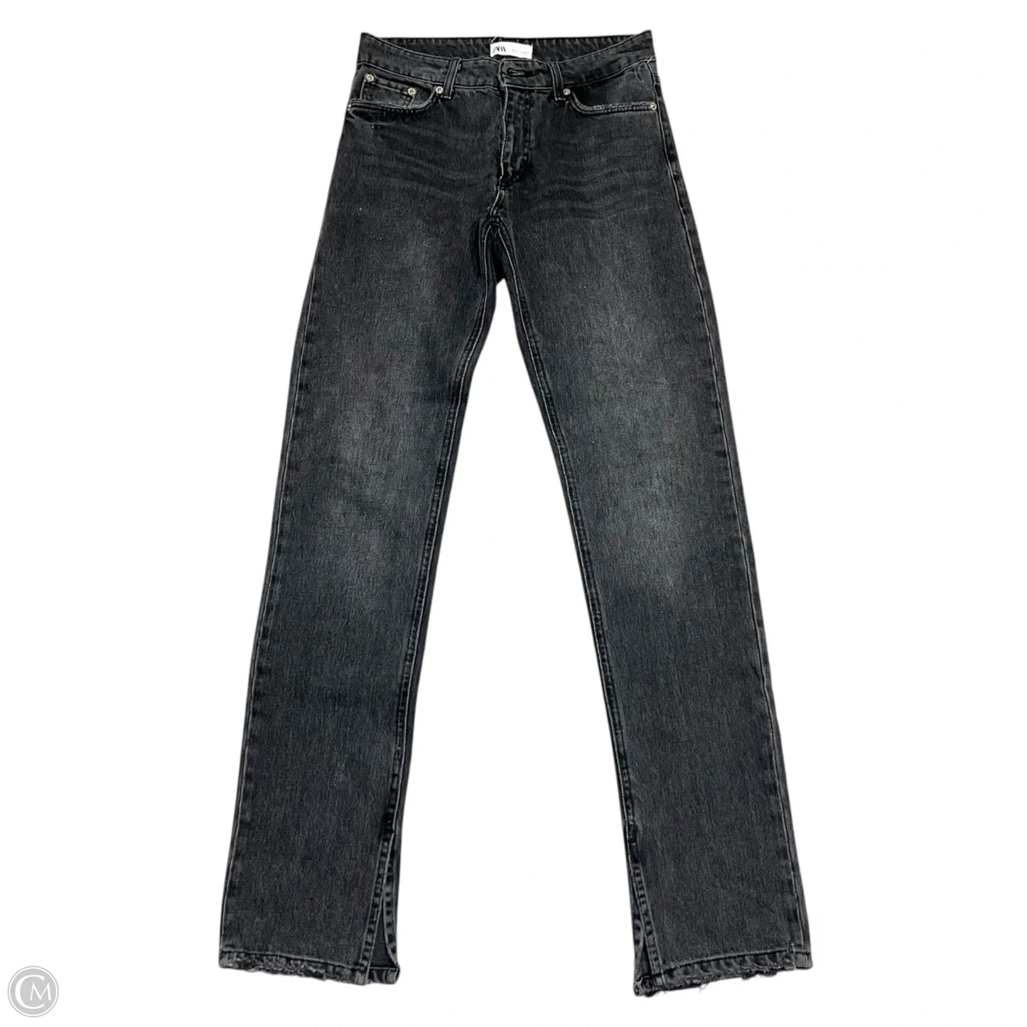 Jeans Straight By Zara In Grey Denim, Size: 4