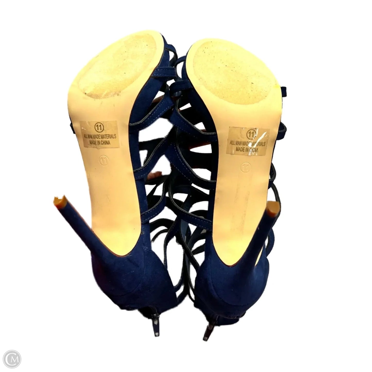 Sandals Heels Stiletto  In Navy, Size: 11