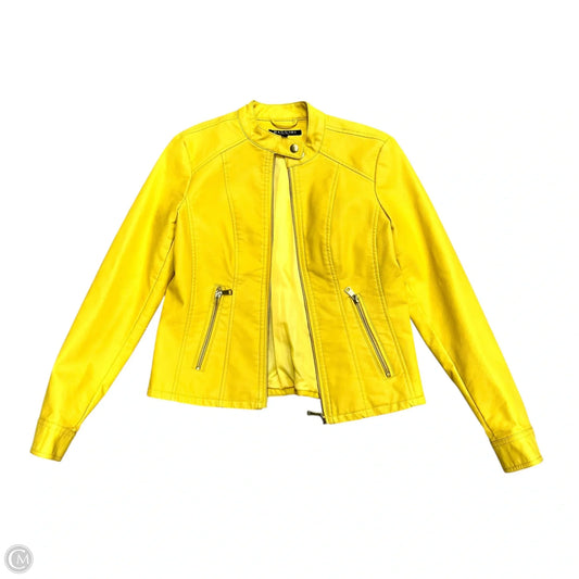 Jacket Moto By Baccini In Yellow, Size: S