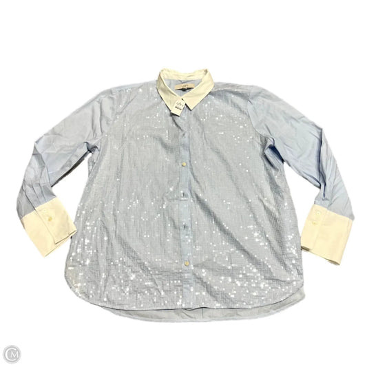 Top Long Sleeve By Loft In Blue & White, Size: Xl