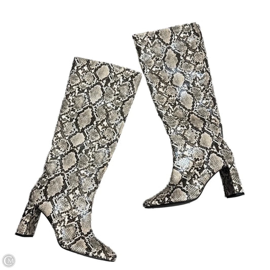Boots Knee Heels By Zara In Snakeskin Print, Size: 8.5