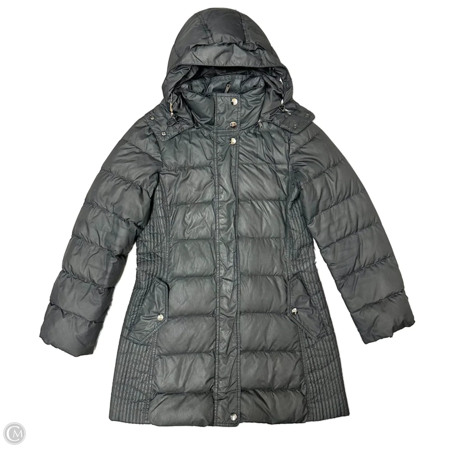 Coat Luxury Designer By Burberry In Grey, Size: M