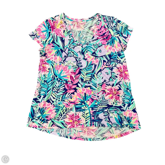 Top Short Sleeve Designer By Lilly Pulitzer In Blue & Purple, Size: S