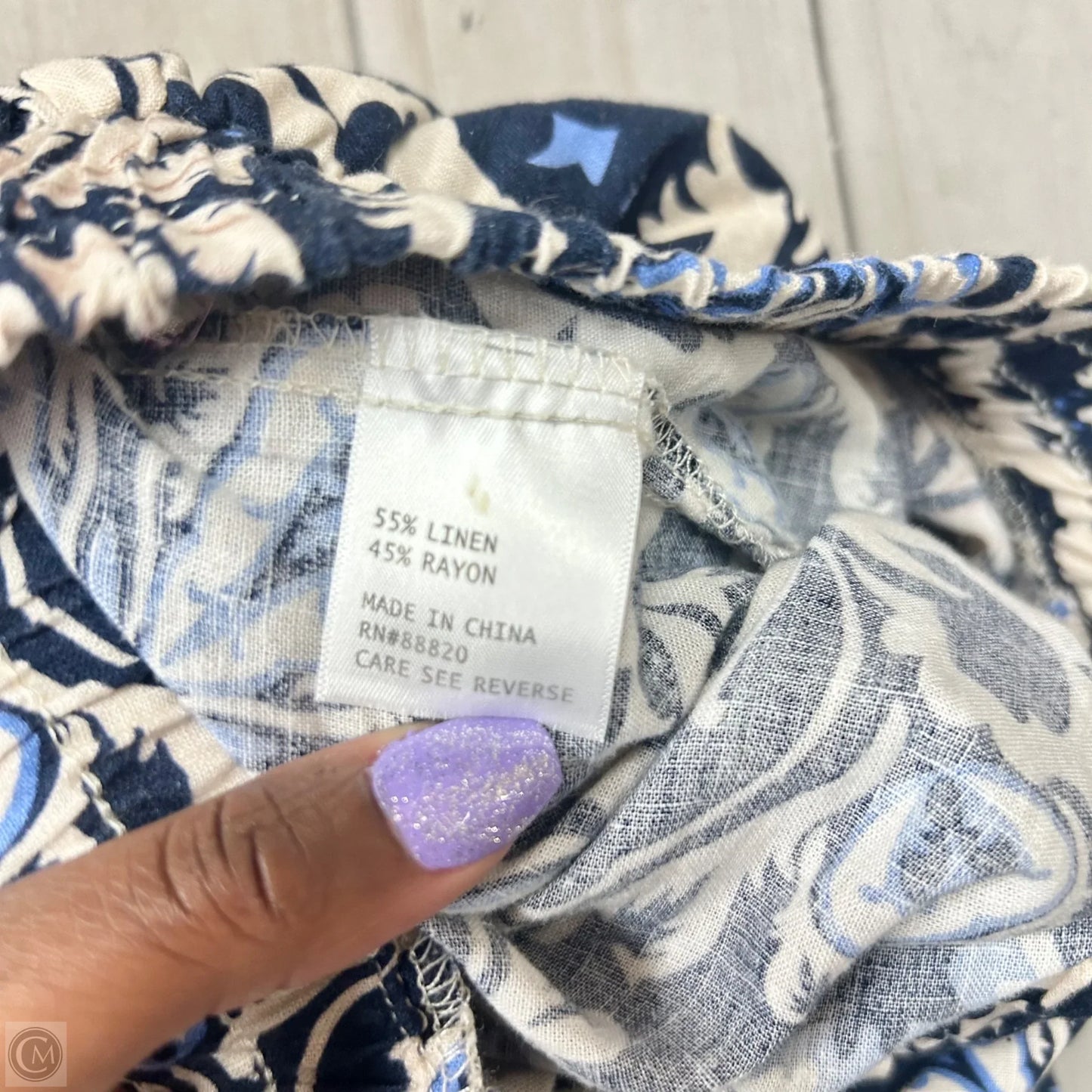 Pants Linen By Rachel Zoe In Blue & Cream, Size: 16
