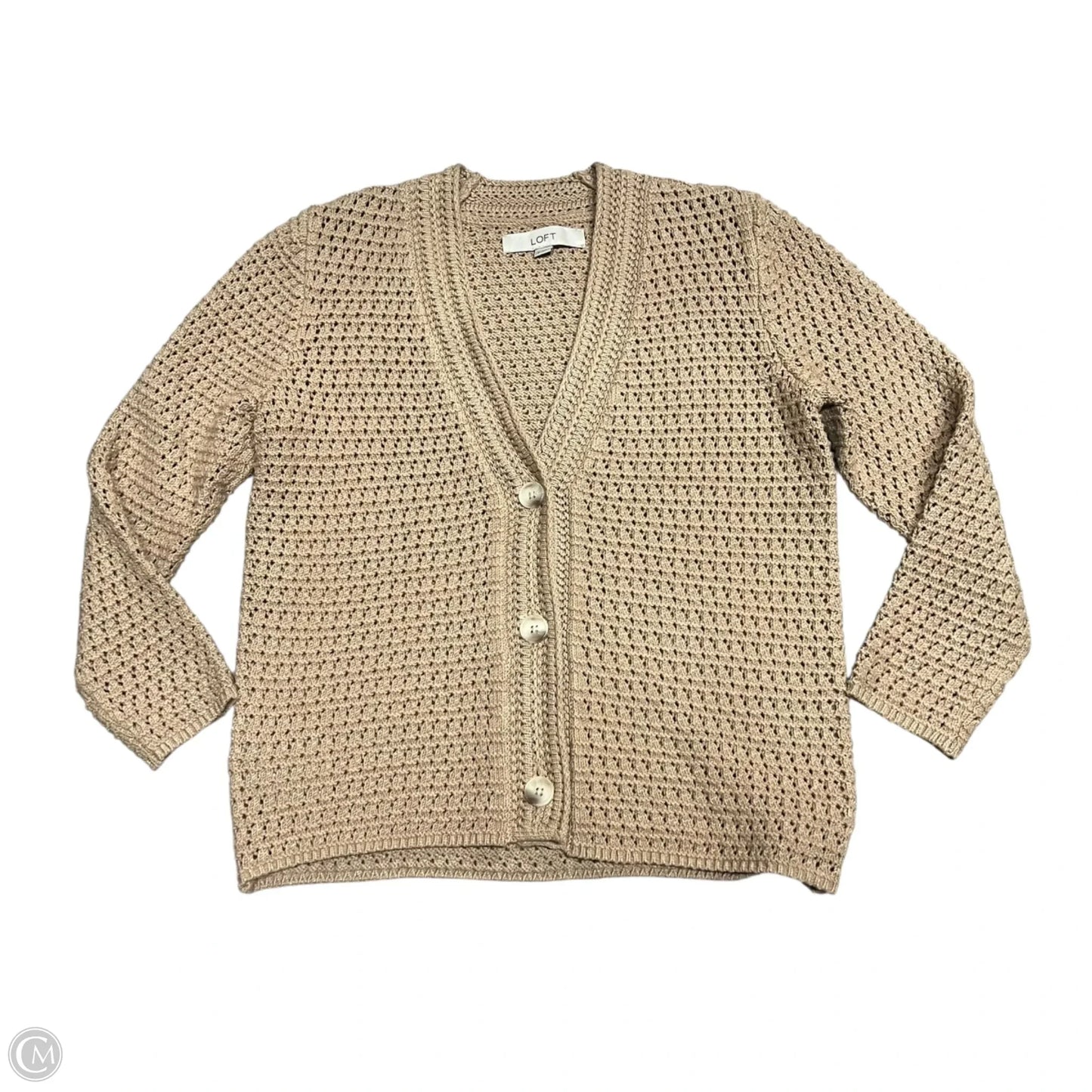 Sweater Cardigan By Loft In Tan, Size: S
