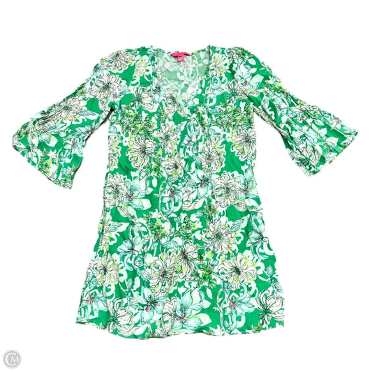 Dress Designer By Lilly Pulitzer In Green & White, Size: M