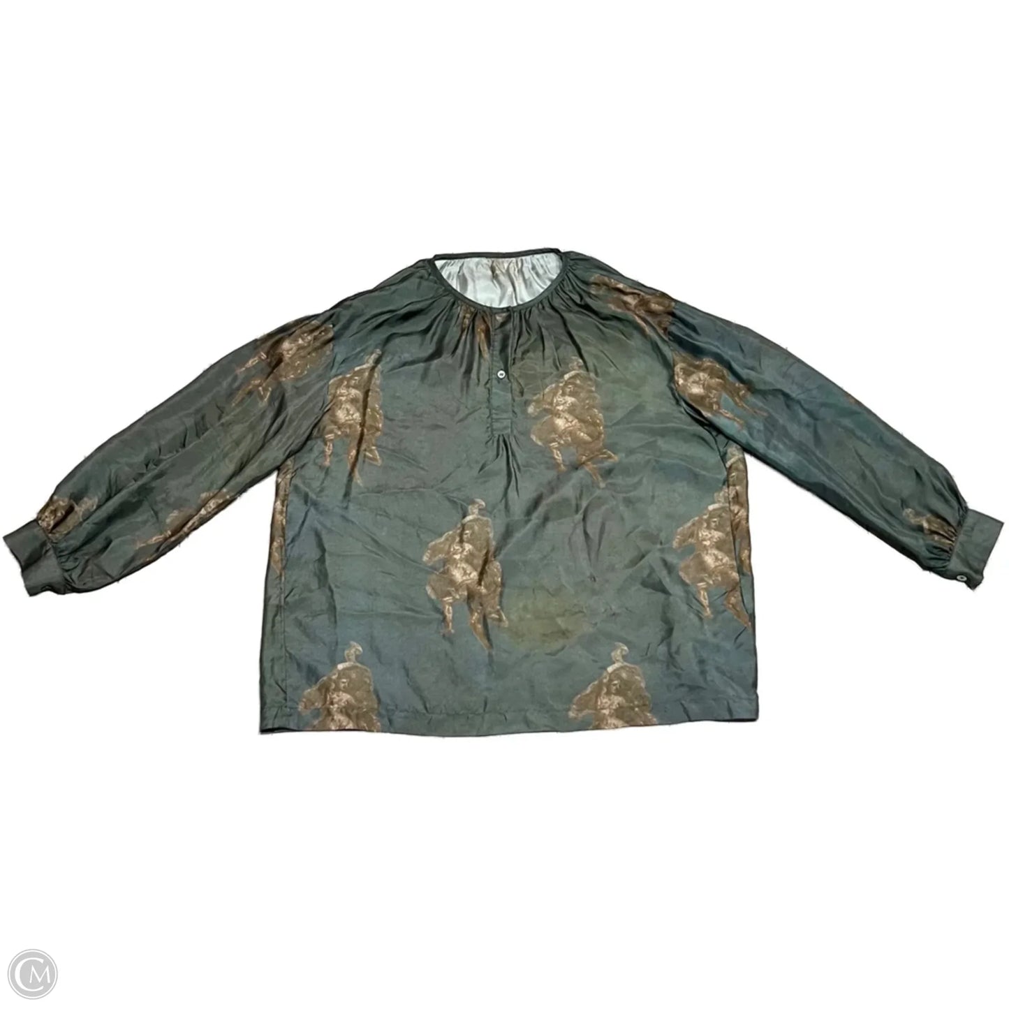 Top Long Sleeve In Brown & Green, Size: M
