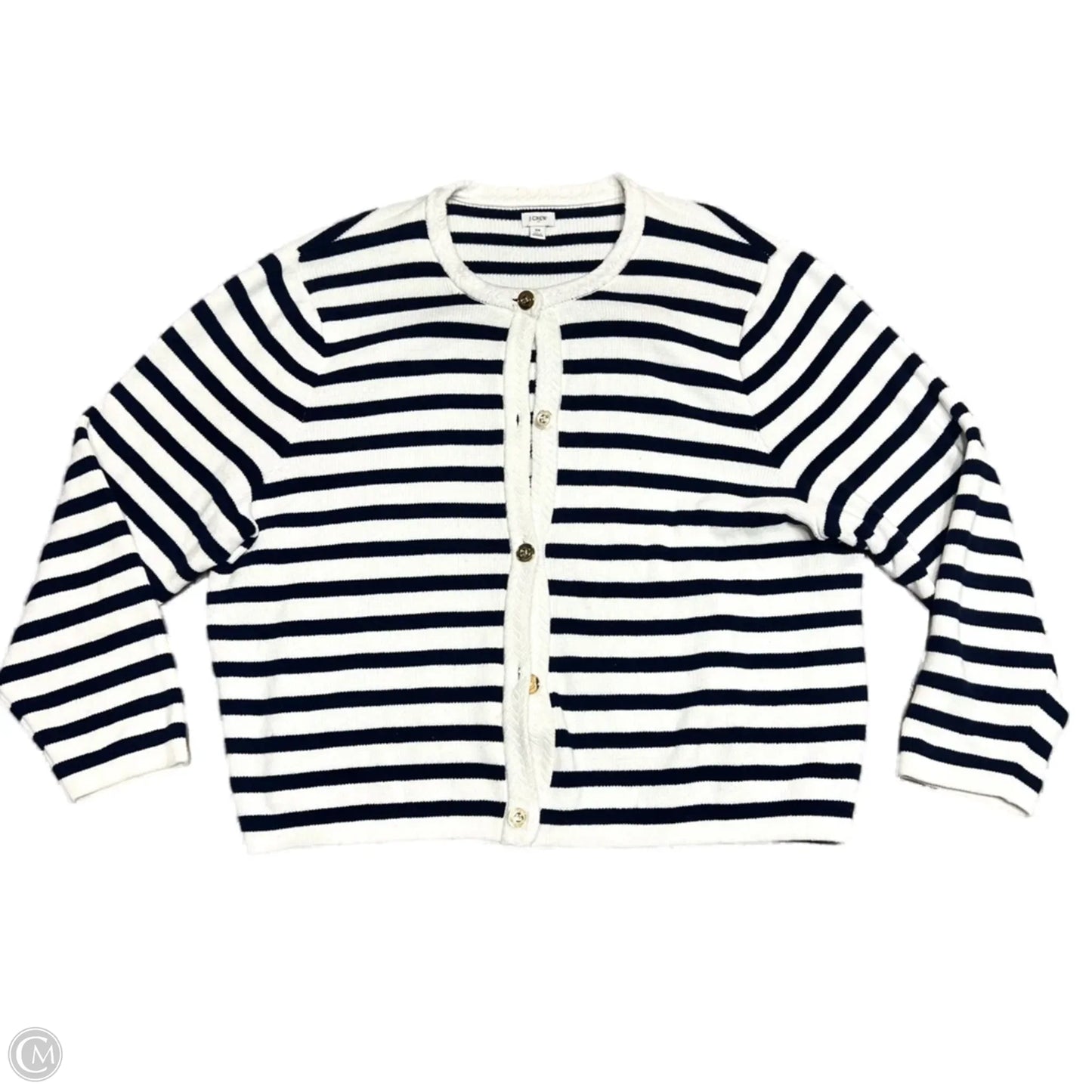 Sweater Cardigan By J. Crew In Blue & White, Size: 3x