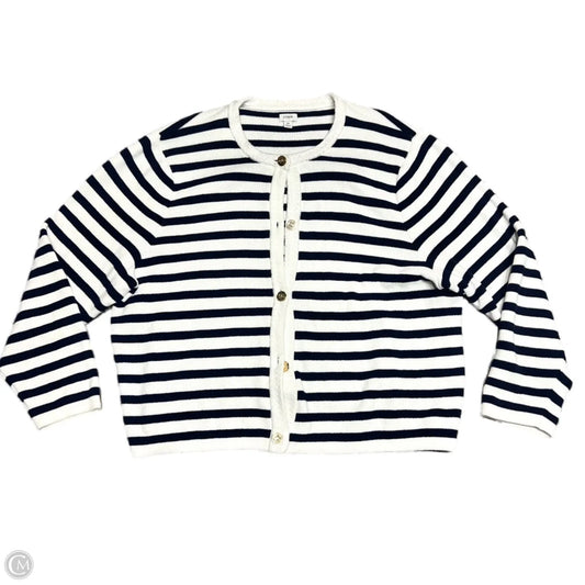 Sweater Cardigan By J. Crew In Blue & White, Size: 3x