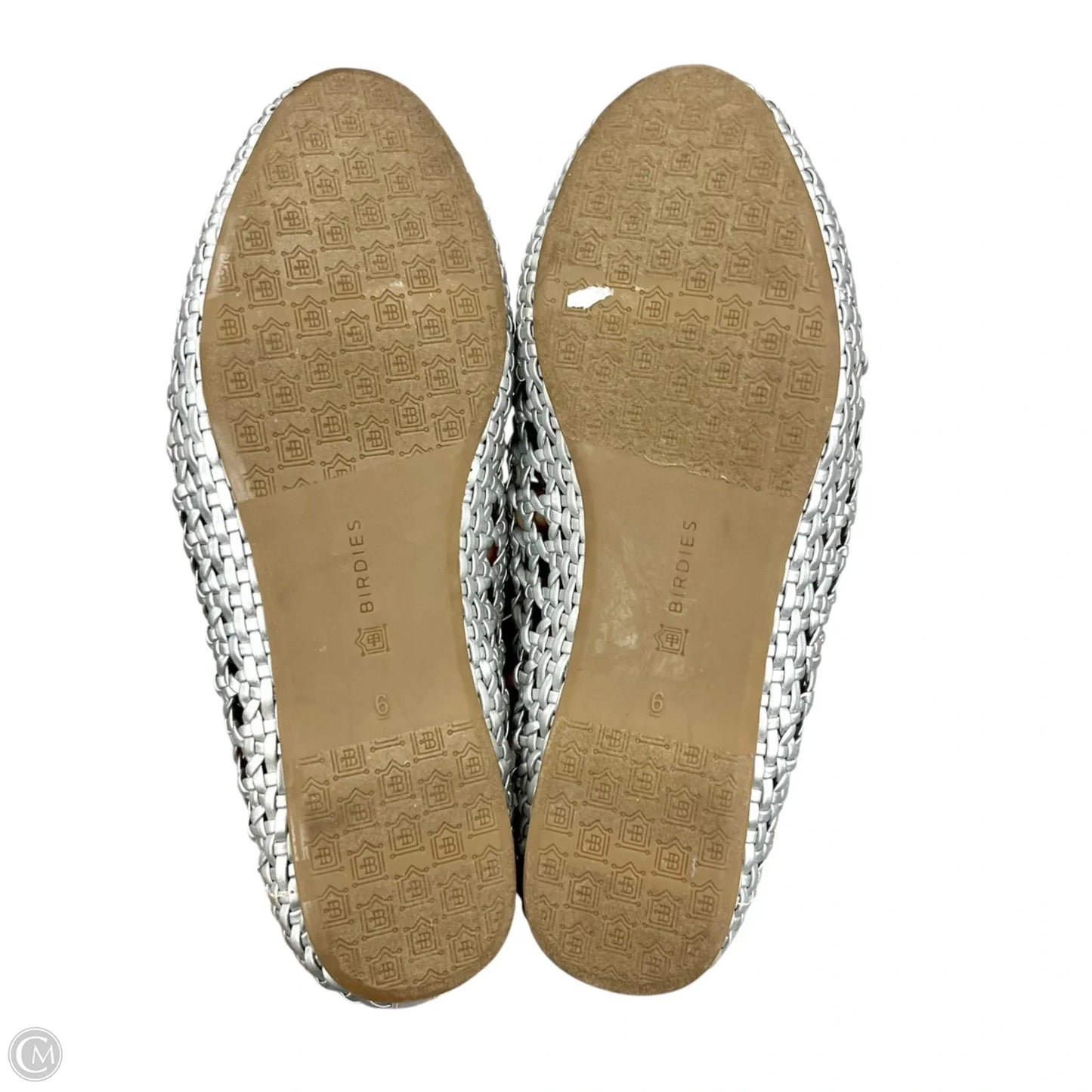 Shoes Flats By Birdies In Silver, Size: 6