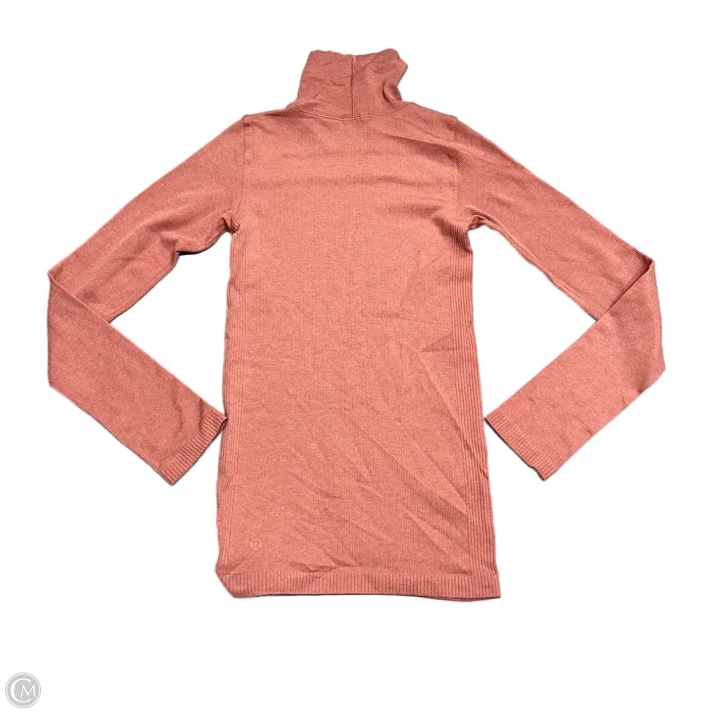 Athletic Top Long Sleeve Collar By Lululemon In Orange, Size: Xs