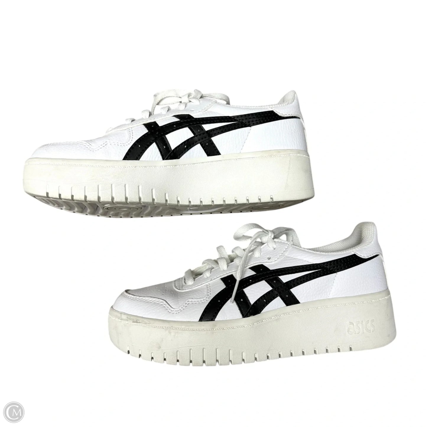 Shoes Sneakers By Asics In Black & White, Size: 7