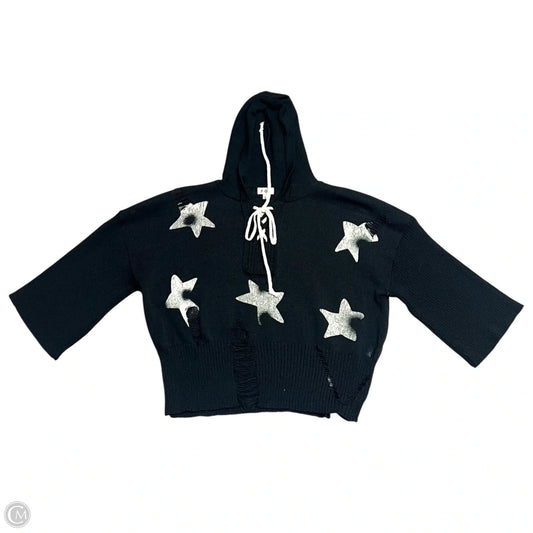 Sweatshirt Hoodie By Pol In Black & Cream, Size: L