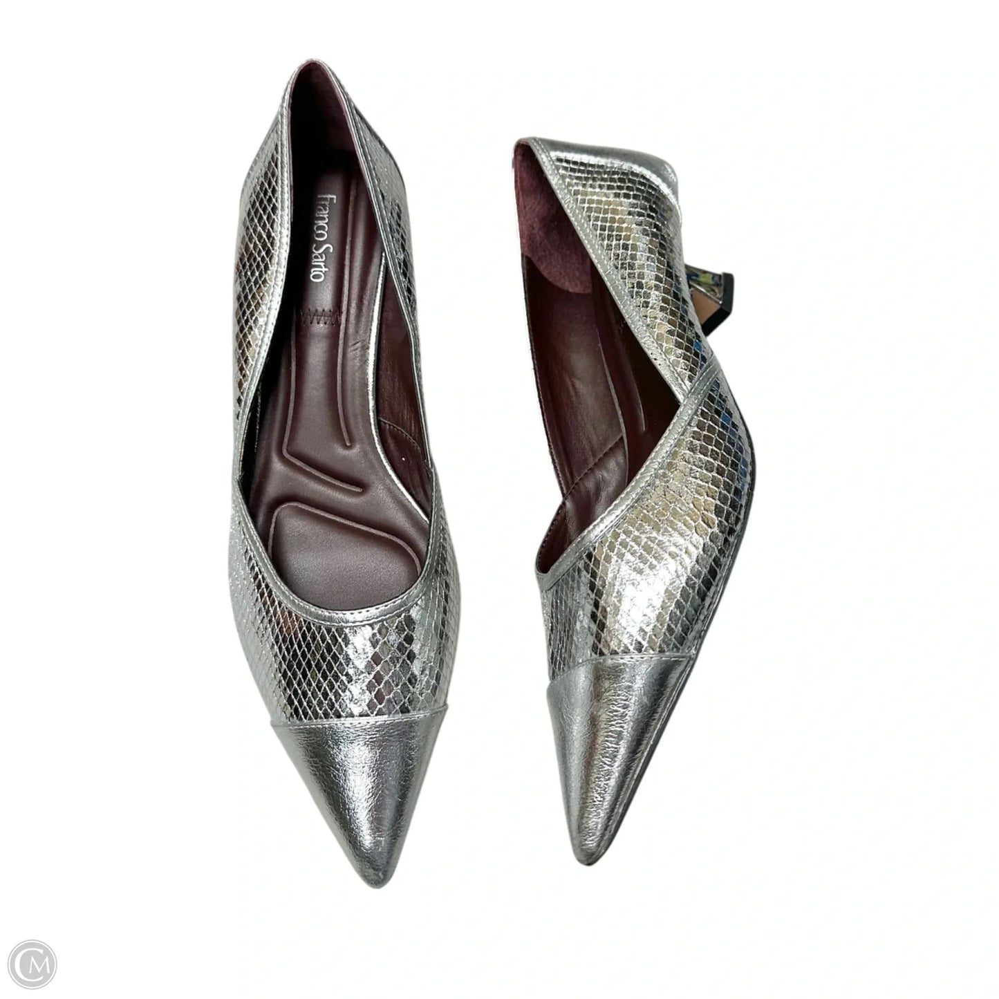 Shoes Heels Kitten By Franco Sarto In Silver, Size: 9