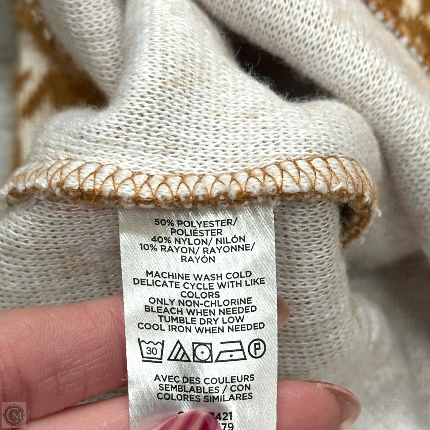 Sweater By Ann Taylor In Tan & White, Size: S