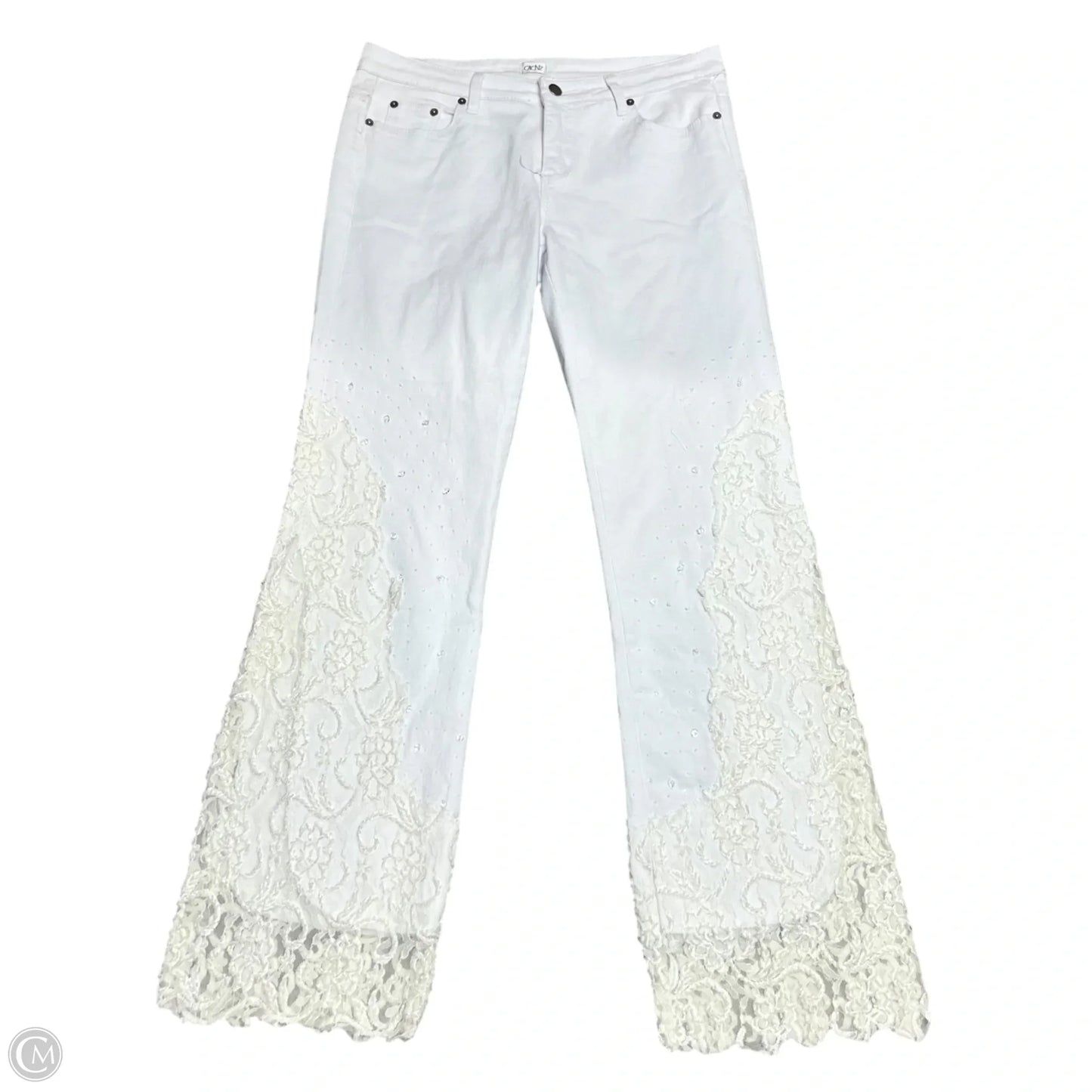 Jeans Wide Leg By Cache In White Denim, Size: 10