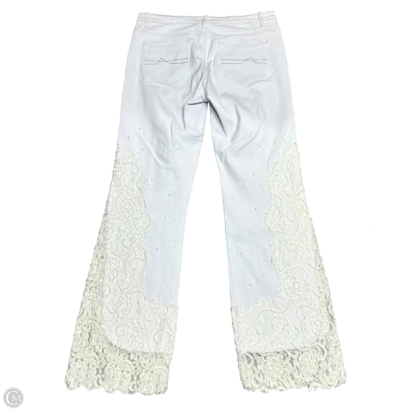Jeans Wide Leg By Cache In White Denim, Size: 10