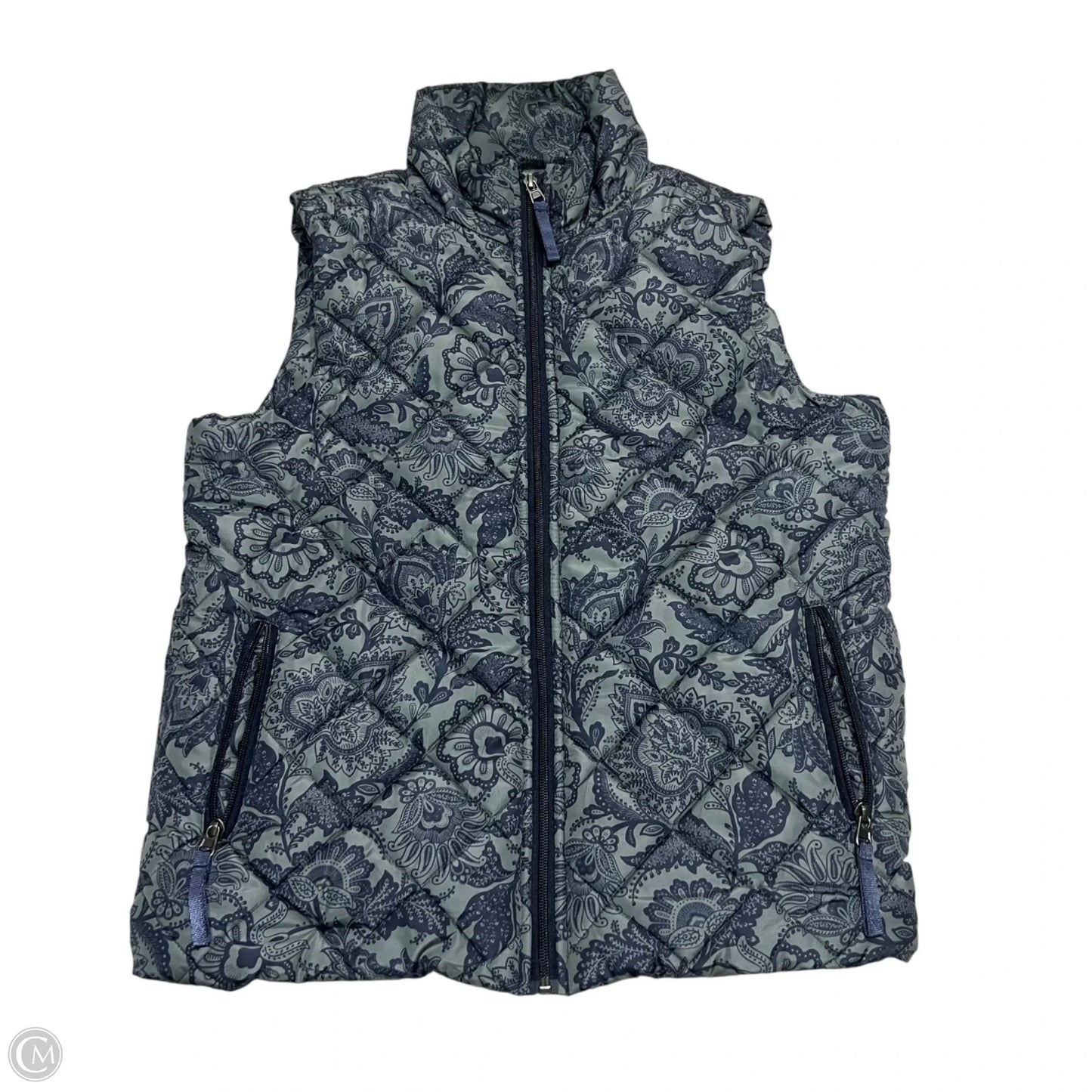 Vest Puffer & Quilted By Vera Bradley In Blue & Grey, Size: L