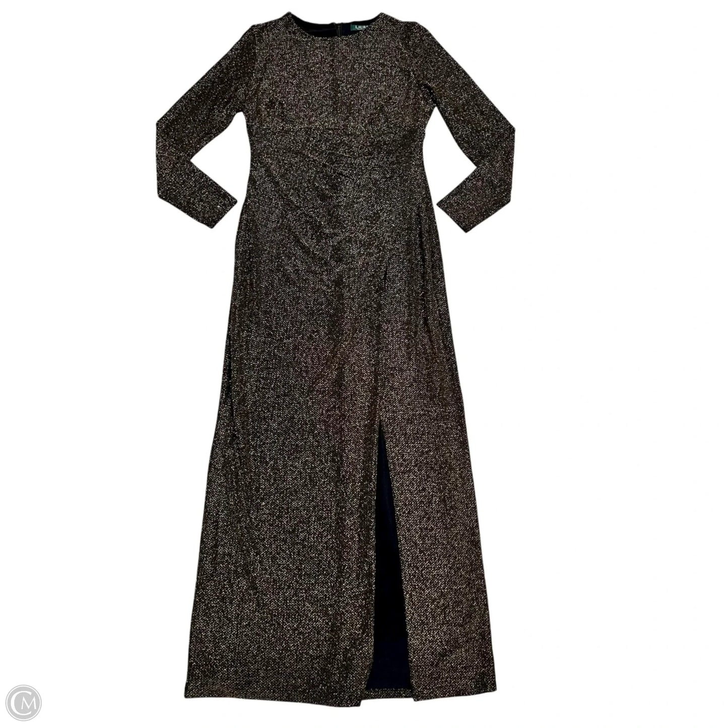 Dress Party Long By Lauren By Ralph Lauren In Black & Gold, Size: L