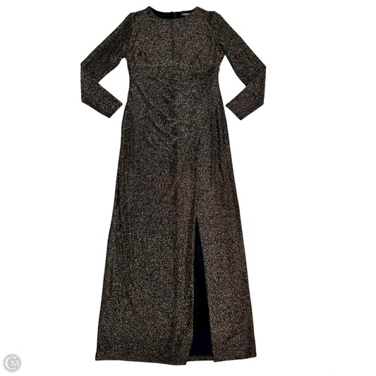 Dress Party Long By Lauren By Ralph Lauren In Black & Gold, Size: L