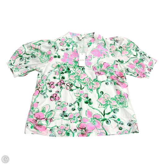 Top Short Sleeve Designer By Lilly Pulitzer In Green & Pink, Size: Xl