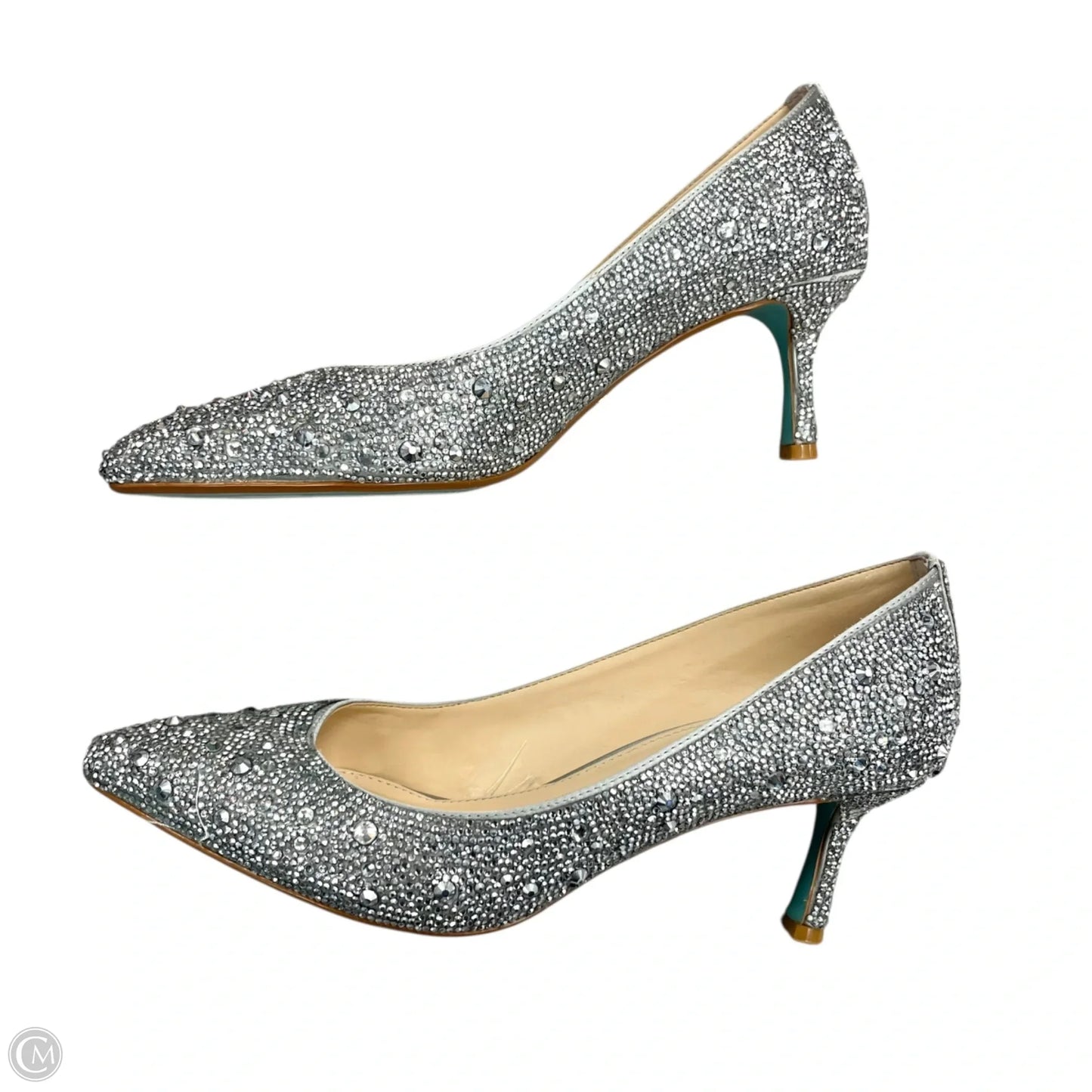 Shoes Heels Kitten By Betsey Johnson In Silver, Size: 9