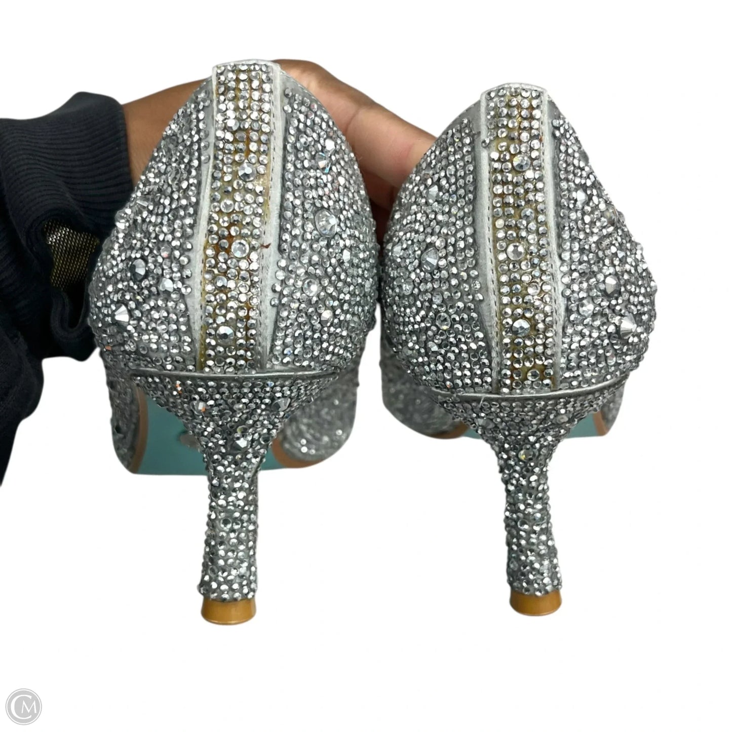 Shoes Heels Kitten By Betsey Johnson In Silver, Size: 9