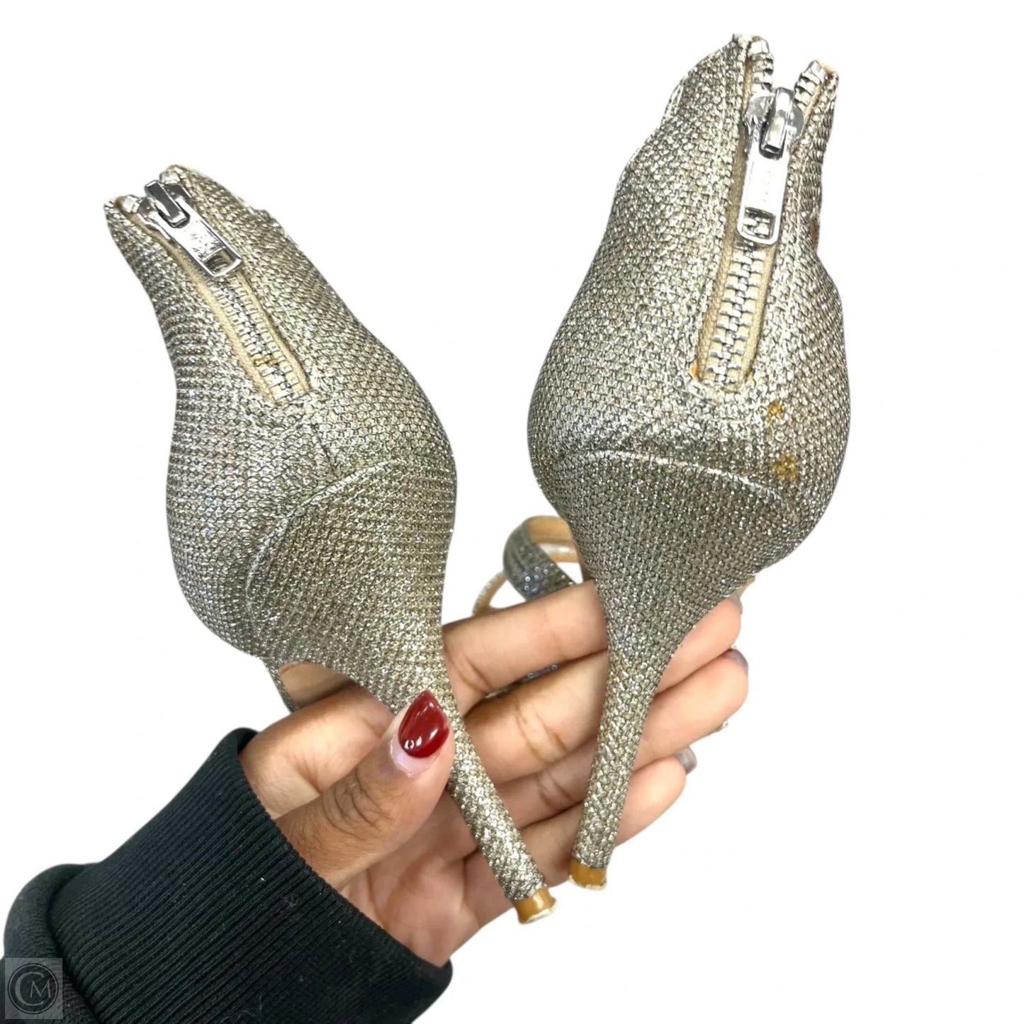 Sandals Heels Stiletto By Badgley Mischka In Gold & Silver, Size: 7