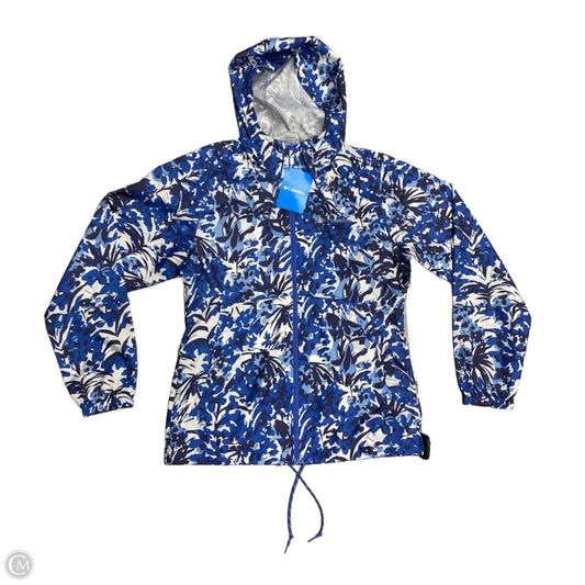 Jacket Windbreaker By Columbia In Blue & White, Size: S