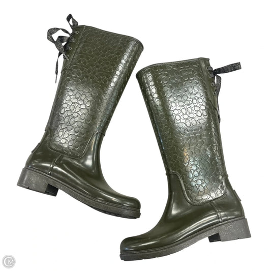 Boots Designer By Coach In Green, Size: 7