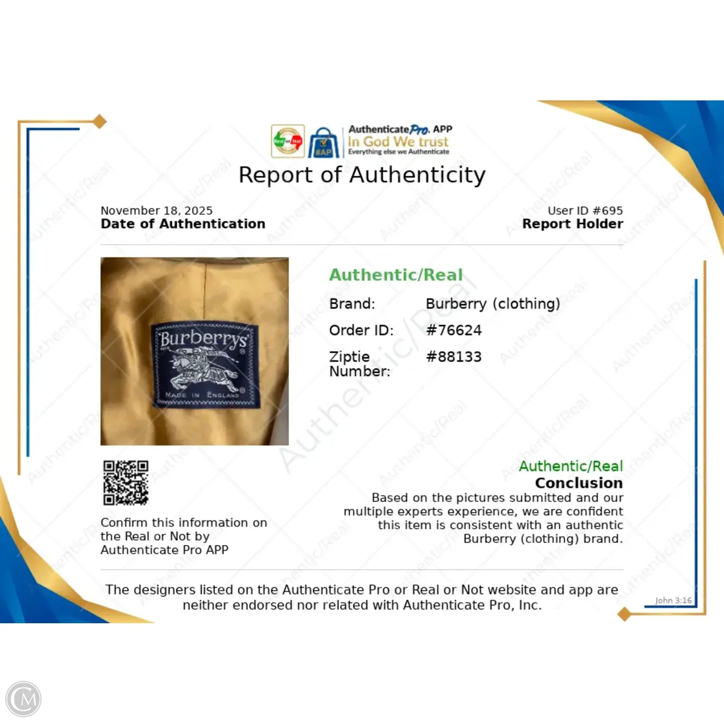 Coat Luxury Designer By Burberry In Tan, Size: S