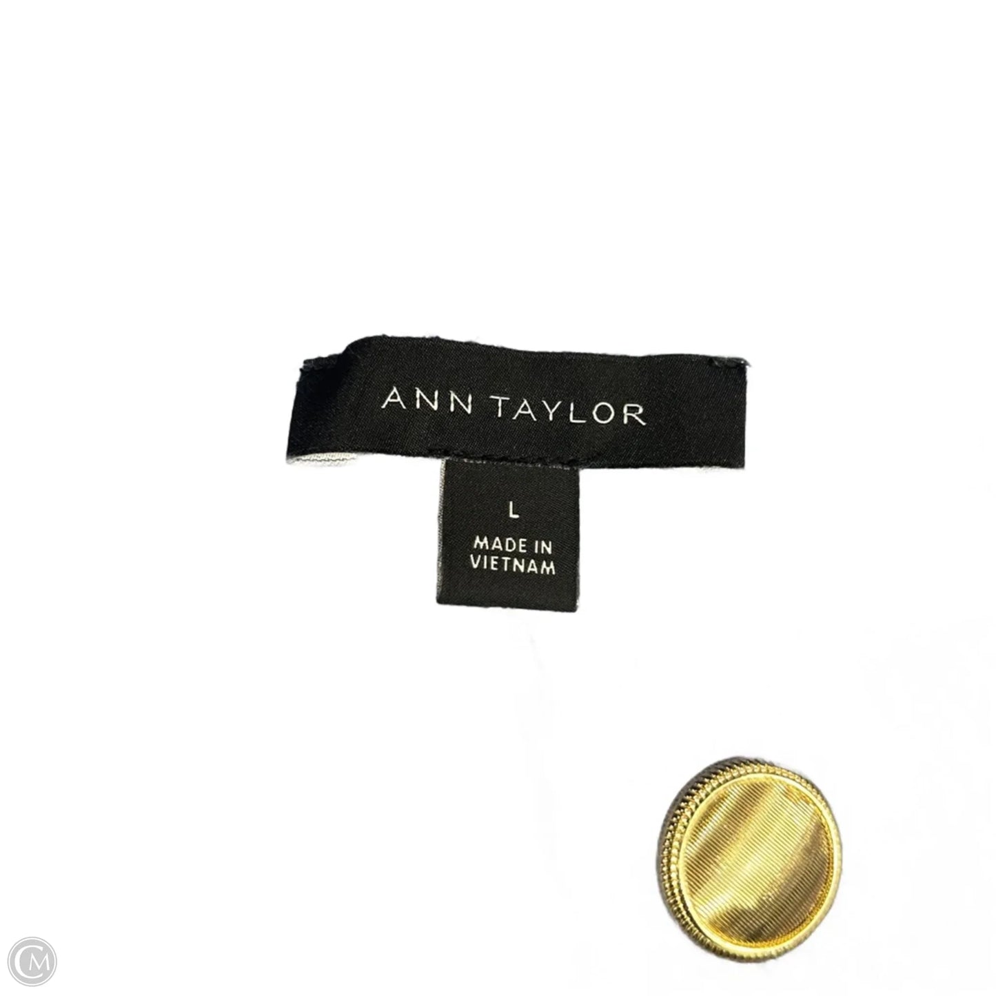 Sweater Cardigan By Ann Taylor In Blue & Gold, Size: L