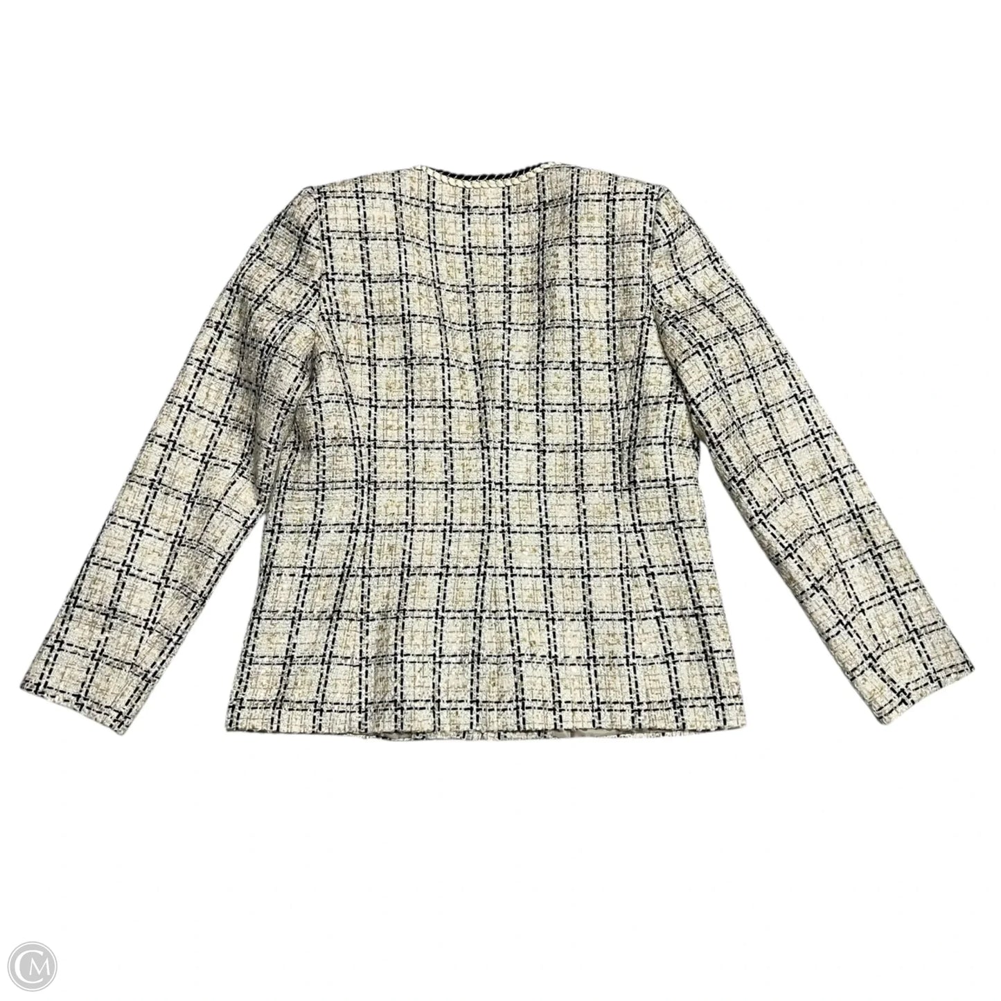 Blazer Designer By Karl Lagerfeld In Black & Tan, Size: M